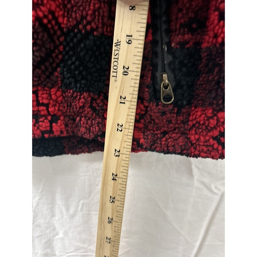 Woolrich Womens Red Black Buffalo Plaid Sherpa Fleece Zip‎ Up Vest Medium M - Picture 7 of 9